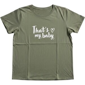 Graphic Tee Fresh Fern Green Thats My Baby Heart Script T-Shirt Womens Medium